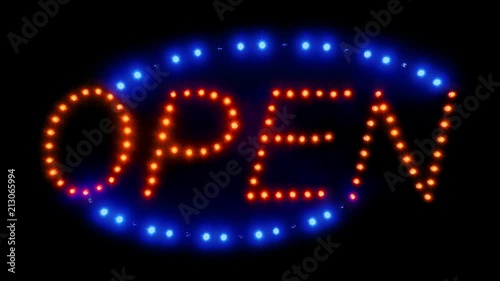 Neon Open Sign With Moving Lights