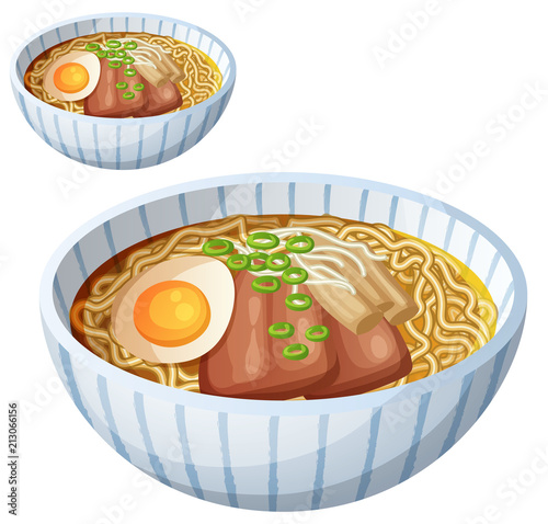 Japanese ramen soup Cartoon vector icon isolated