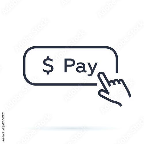 linear simple black pay button. concept of easy order goods through the online store like retail or consumerism.