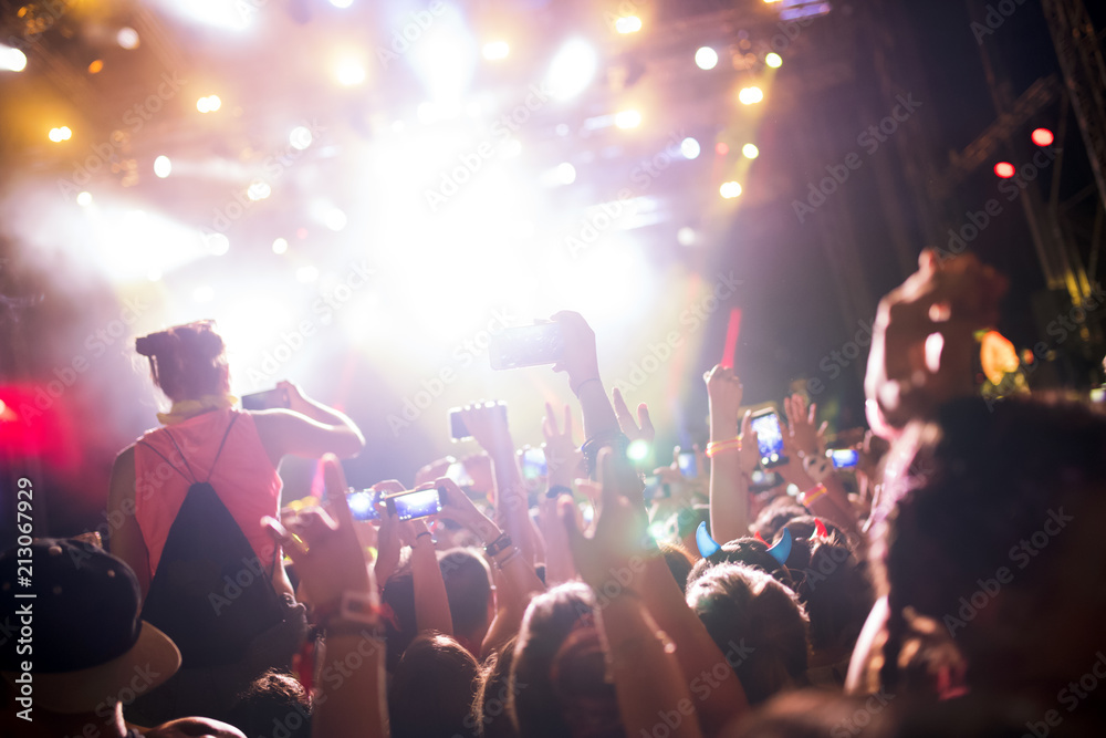 Portrait of happy crowd enjoying at music festival Portrait of happy crowd enjoying at music festival