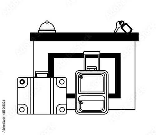 hotel reception suitcases bell and key suite