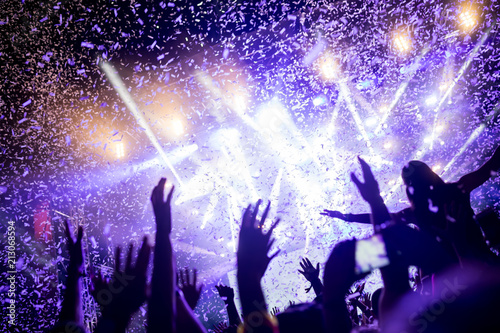 Portrait of happy crowd enjoying at music festival