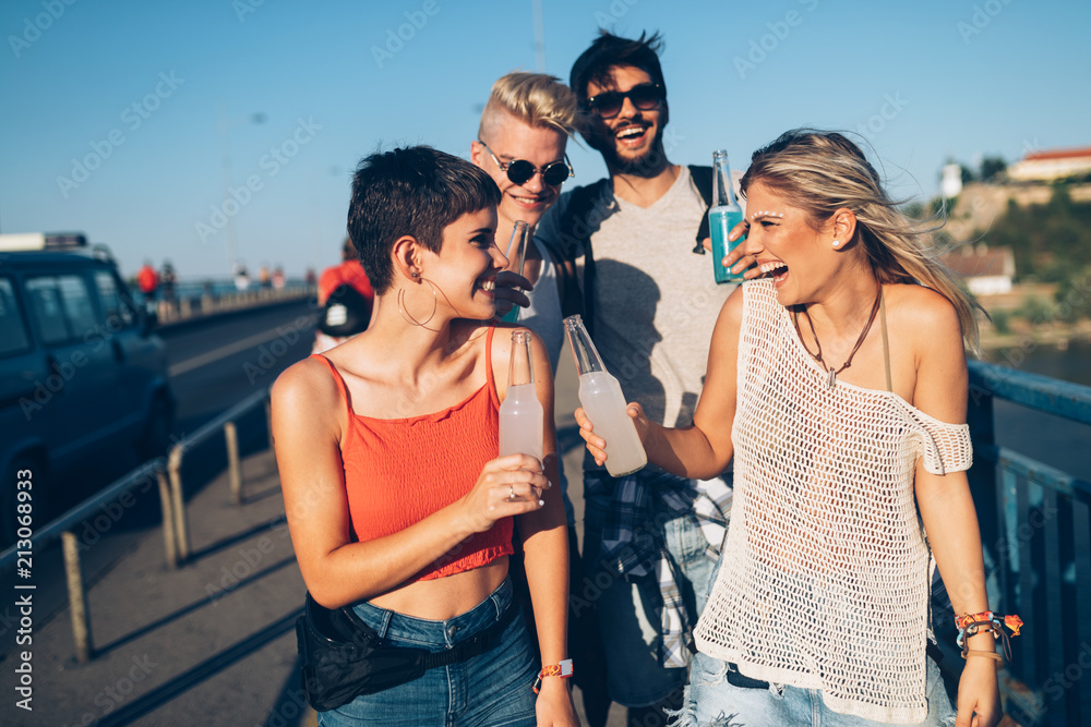 Group of young friends having fun together