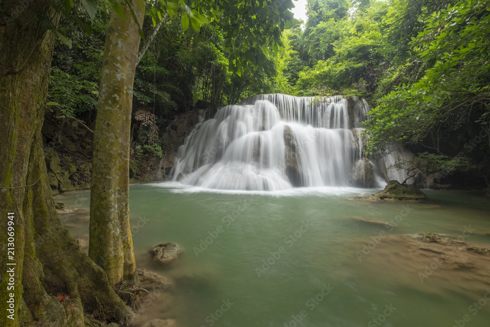 Beautiful waterfall In Kanchanaburi, Thailand