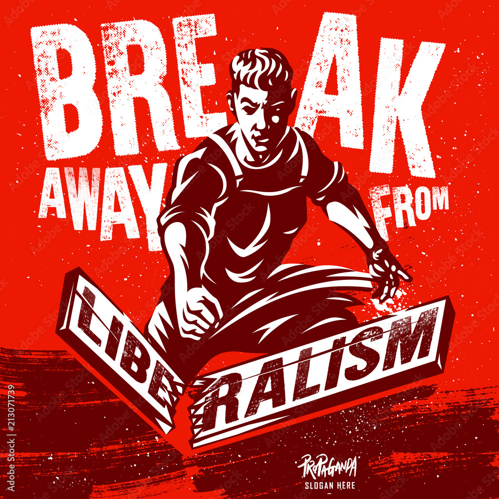 Liberalism Illustration. Motivational Quote Vector Poster Design Stock