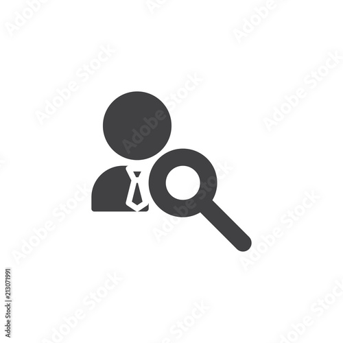 Search for employees vector icon. filled flat sign for mobile concept and web design. Human resource simple solid icon. People search symbol, logo illustration. Pixel perfect vector graphics