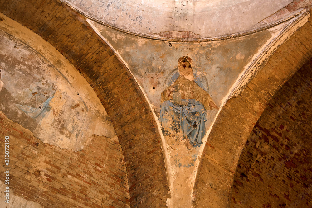Inside ruined Orhtodox cathedral