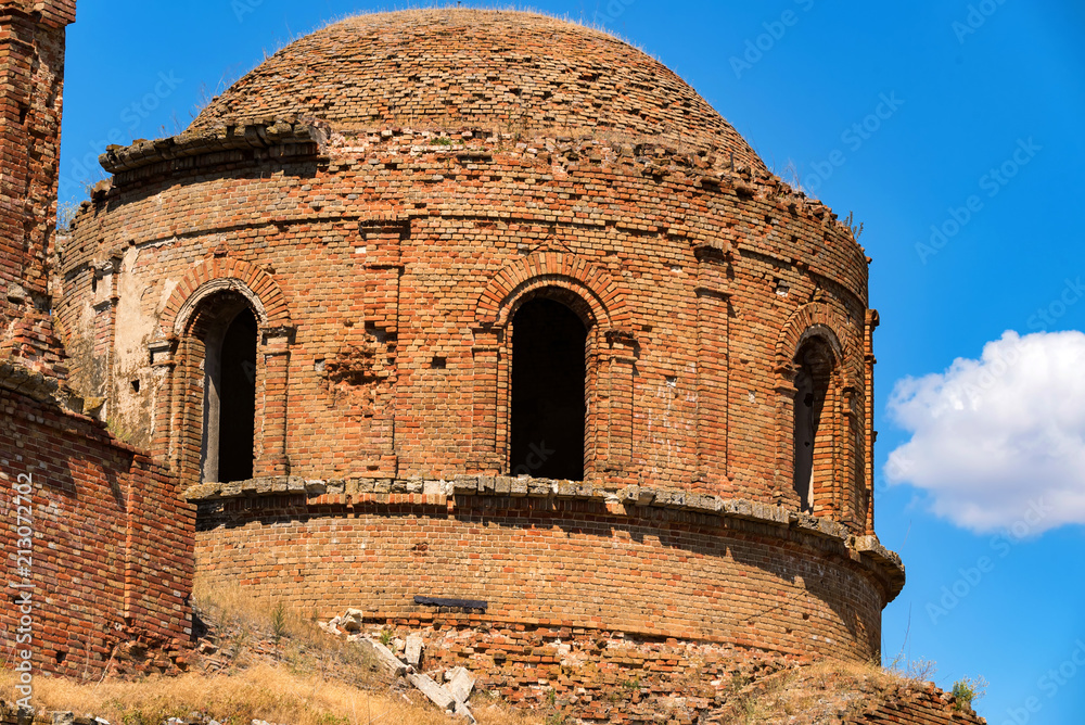 Detail of beautiful ruined Orhtodox cathedral Detail of beautiful ruined Orhtodox cathedral