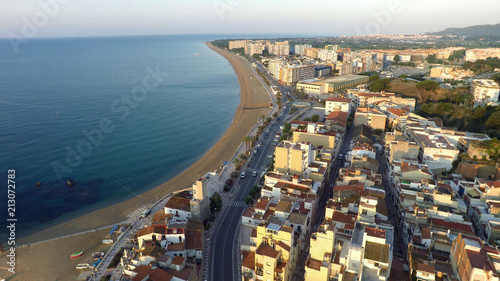Aerial view of Mediterranean town  Blanes  Costa Brava  Spain