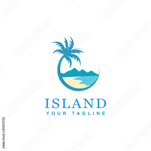 beach and island logo design, vector design of circular beach icons