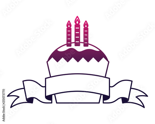 sweet cupcake with candles and ribbon isolated icon