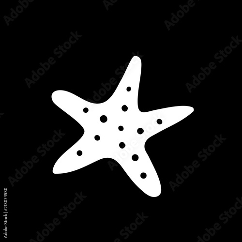 starfish icon isolated on black background.