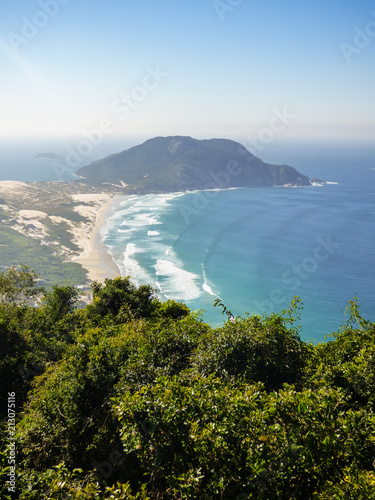 Santinho beach viewed from the top of Morro das Aranhas - Florianopolis, Brazil photo