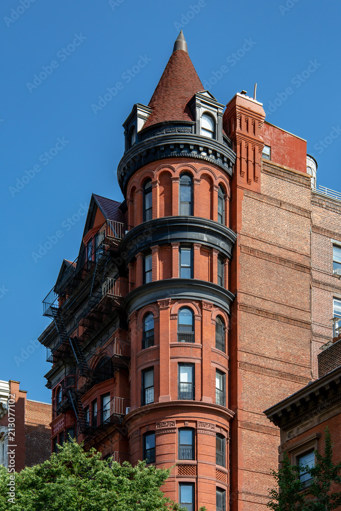 New York, City / USA - JUL 10 2018: Old Buildings of  Brooklyn Heights Neighborhood in New York City