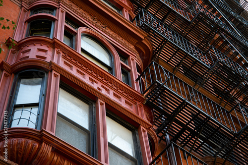 New York, City / USA - JUL 10 2018: Old Buildings of  Brooklyn Heights Neighborhood in New York City