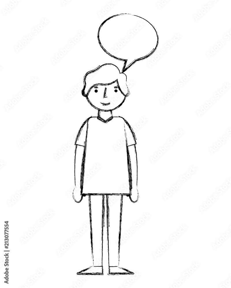 young man with speech bubble avatar character young man with speech bubble avatar character
