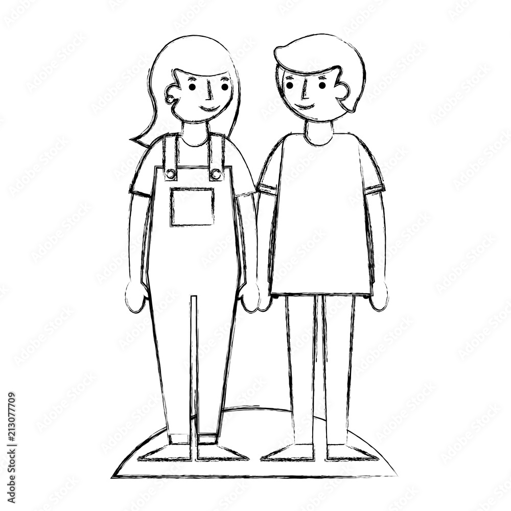 young couple together characters