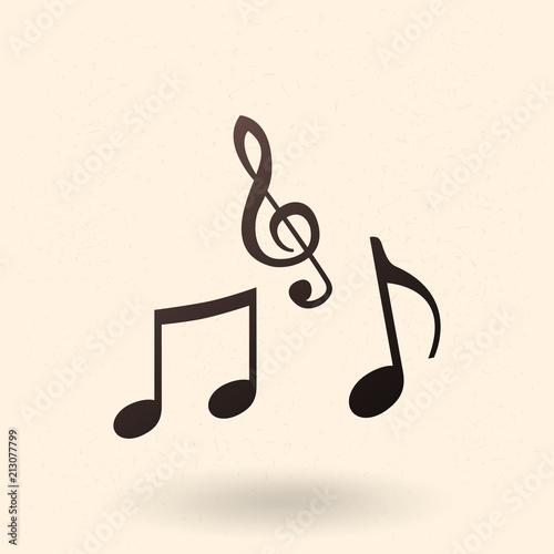 Vector Black Silhouette Icon - Music Note Symbols