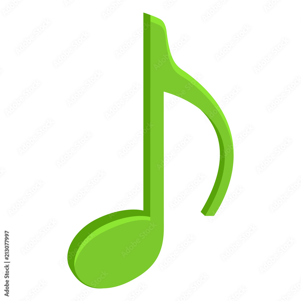 Vector Single Color Flat Icon - Green Music Note Symbol Stock Vector |  Adobe Stock