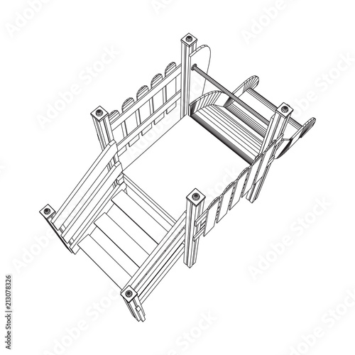 Fototapeta Naklejka Na Ścianę i Meble -  Playground slide wireframe low poly mesh construction. Vector illustration