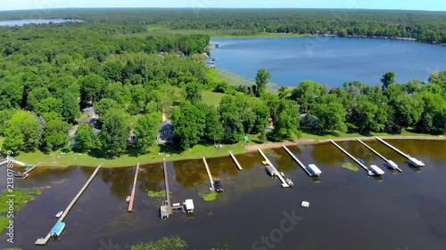 A beautiful summer day on Shawano Lake in Northern Wisconsin, aerial view.
 photo
