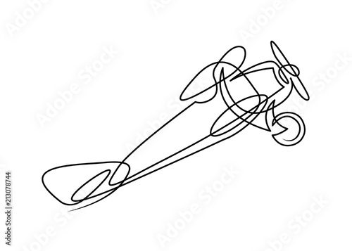 Continuous line drawing of jet plane