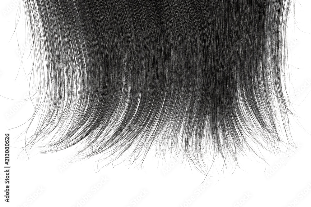 Tips of black hair on white background Tips of black hair on white background