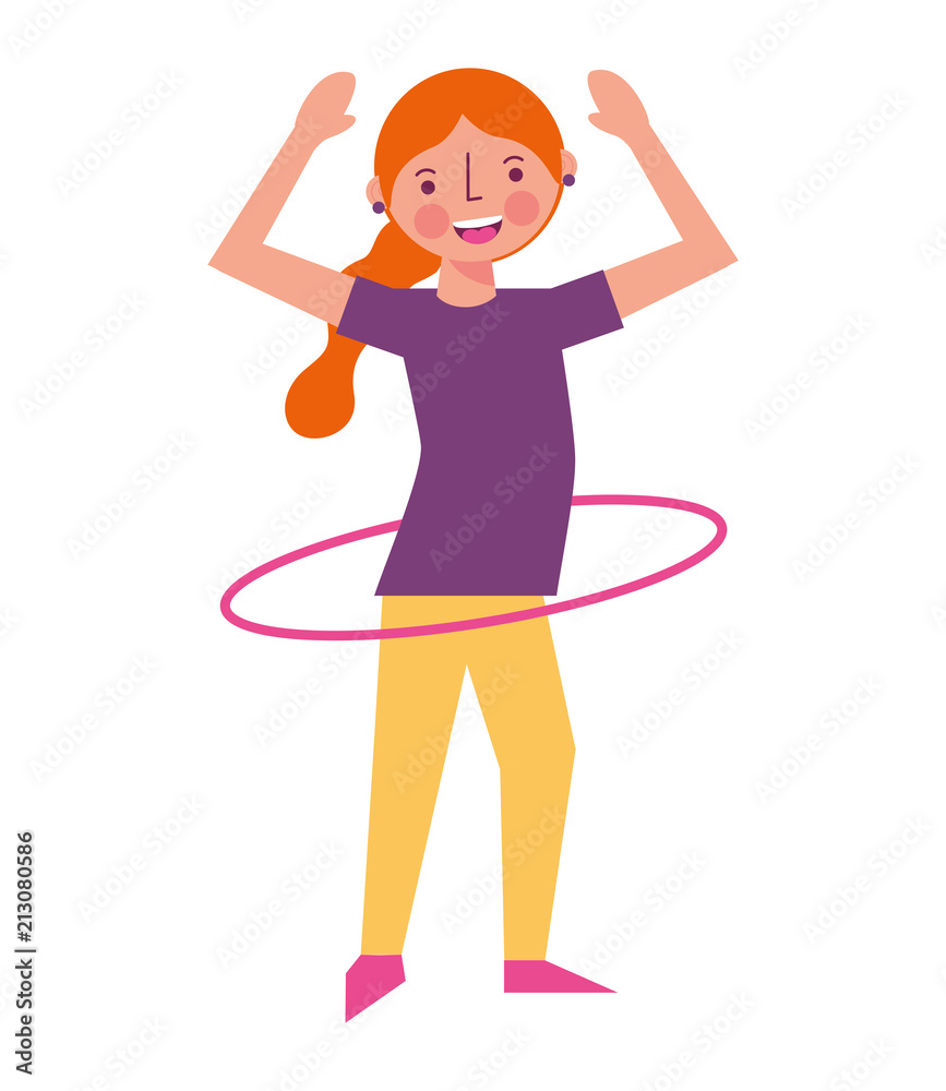 woman athlete with hula hula character woman athlete with hula hula character