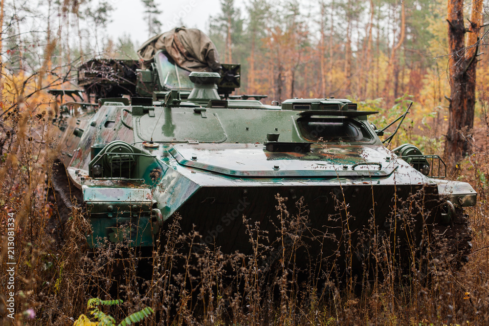 Fototapeta premium Ukraine Donbass military conflict armed forces and tanks to protect freedom and independence