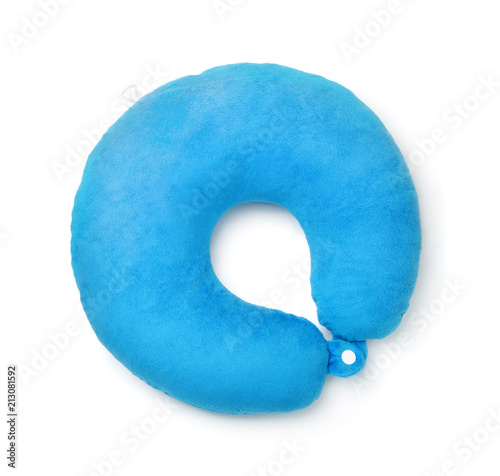 Top view of blue foam neck pillow