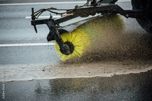 street sweeper machine cleaning the streets