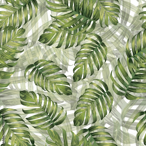 Palm Monstera Seamless Pattern. 