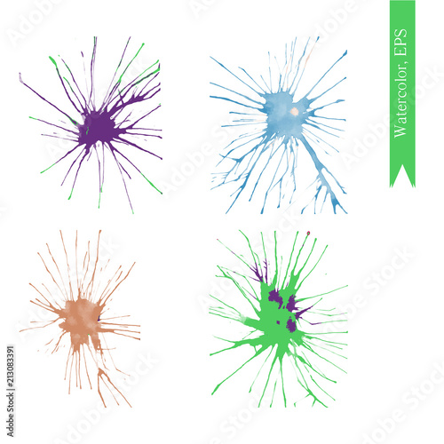 Set of watercolor handdrawn blots