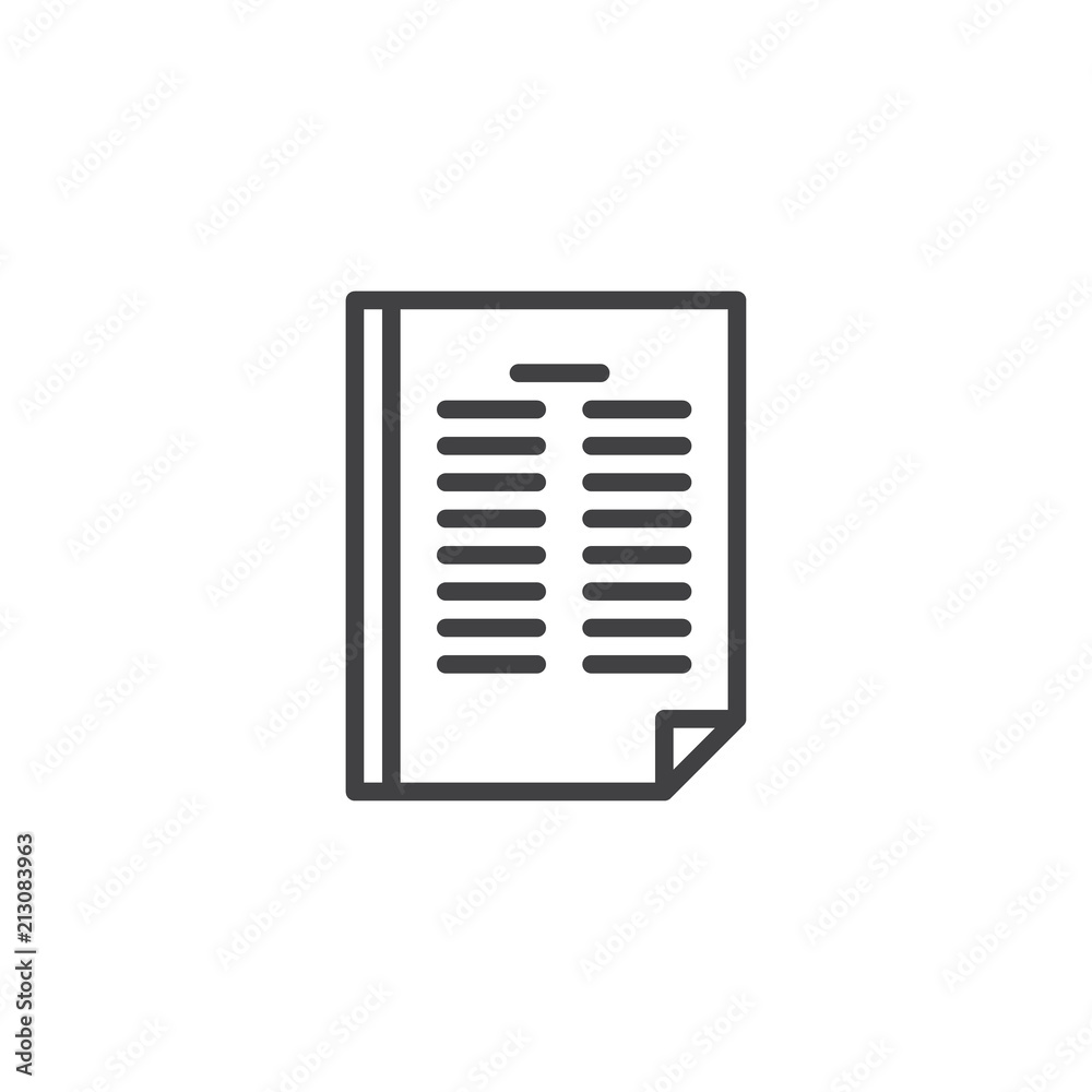 Paper document outline icon. linear style sign for mobile concept and web design. Text paper simple line vector icon. Symbol, logo illustration. Pixel perfect vector graphics Paper document outline icon. linear style sign for mobile concept and web design. Text paper simple line vector icon. Symbol, logo illustration. Pixel perfect vector graphics
