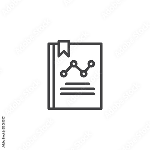 Analytics book outline icon. linear style sign for mobile concept and web design. Book with Graph chart simple line vector icon. Symbol, logo illustration. Pixel perfect vector graphics