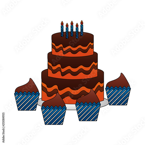 birthday cake and cupcakes candles decoration