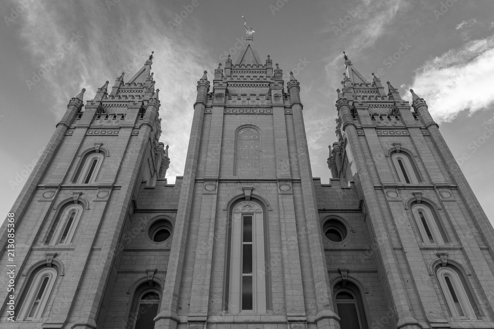 Salt Lake Temple Mormon Black and White