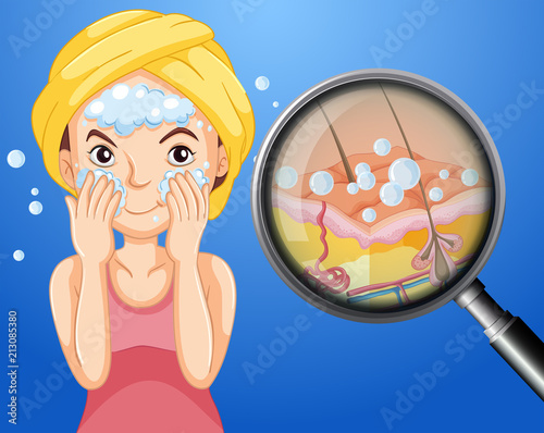 A Young Woman Cleaning Face