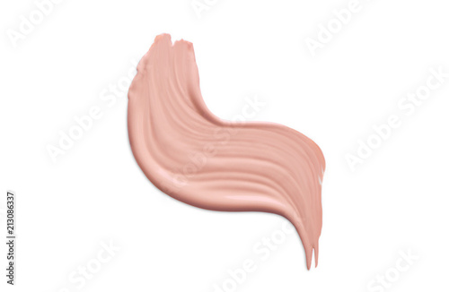 Cosmetic liquid foundation cream smudge smear strokes. Make up smear isolated on white background