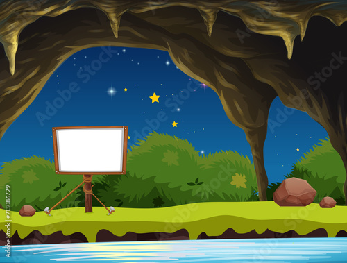 A  Blank Signboard  in Cave
