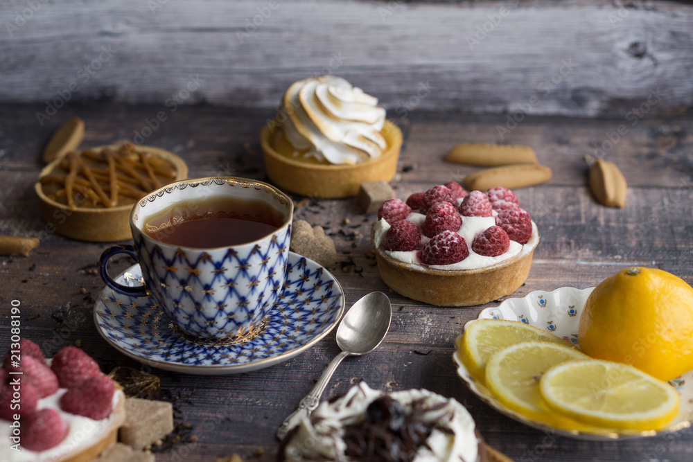 Cup of tea with cake