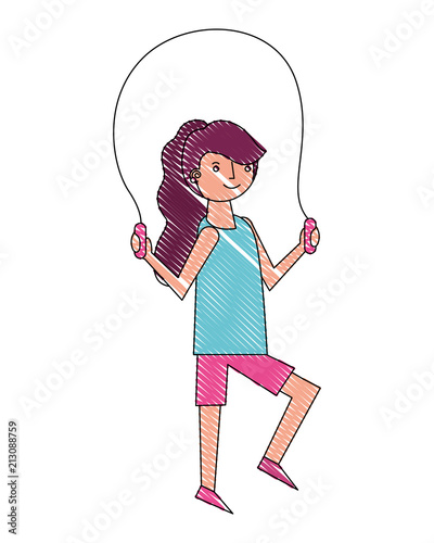young woman jump rope activity