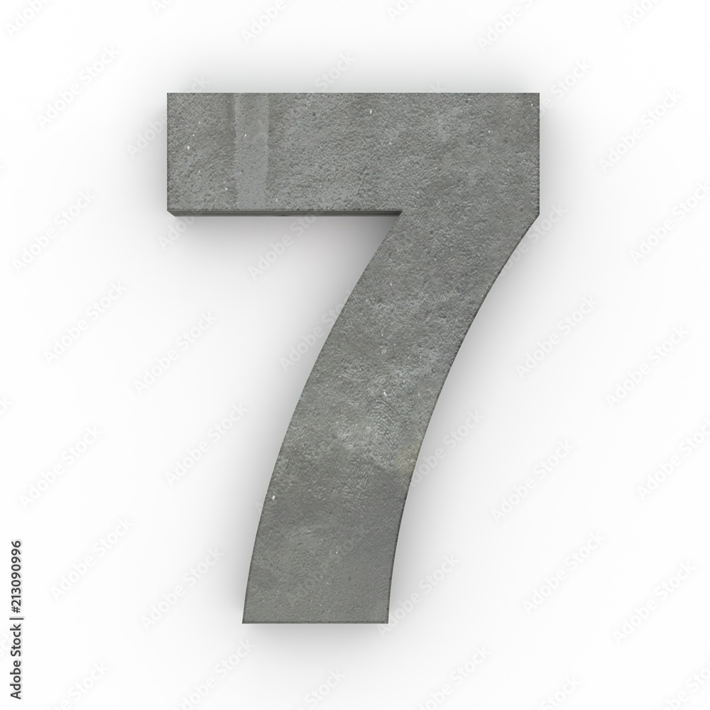 Concrete number 7 isolated on white background Concrete number 7 isolated on white background