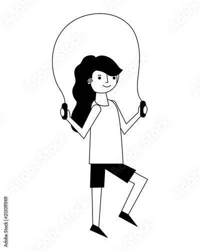 woman athlete jumping rope