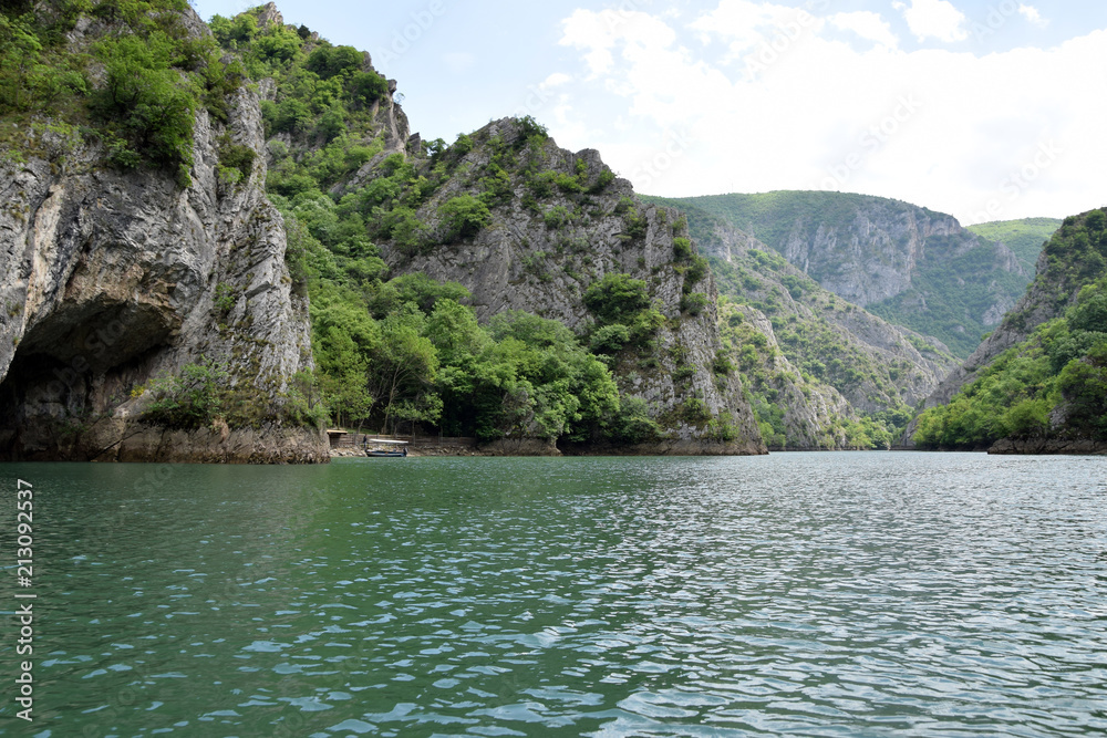 Matka Lake in Matka canyon. Tourist attraction near Skopje city, Macedonia. Matka Lake in Matka canyon. Tourist attraction near Skopje city, Macedonia.