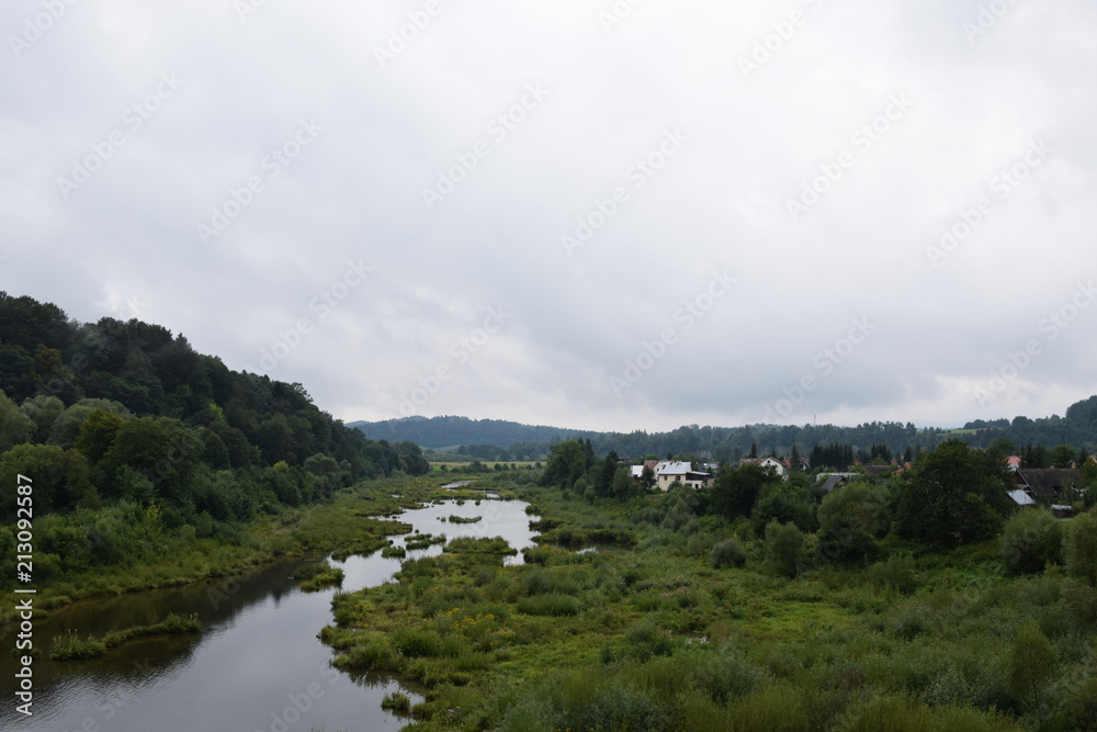 San river near Solina-Myczkowce dam. Bieszczady Mountains. Myczkowce,Poland.