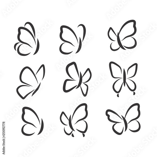 Butterflies icons set