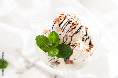 Dietary ice cream with chocolate chips photo