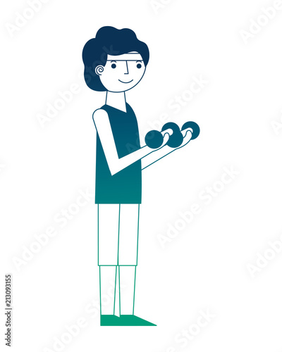 young man lifting dumbbells fitness