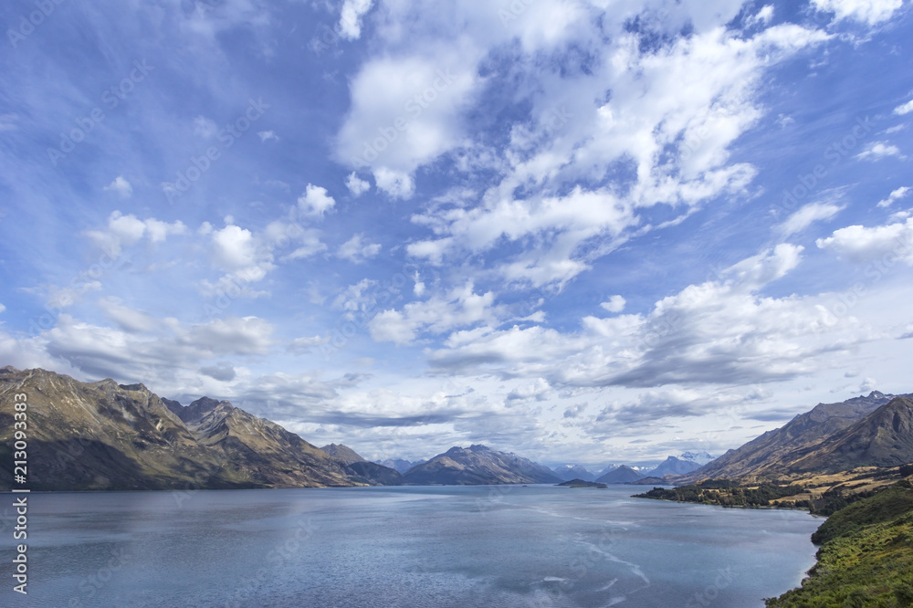 Beautiful view to the Lake Wakatipu, South Island, New Zealand